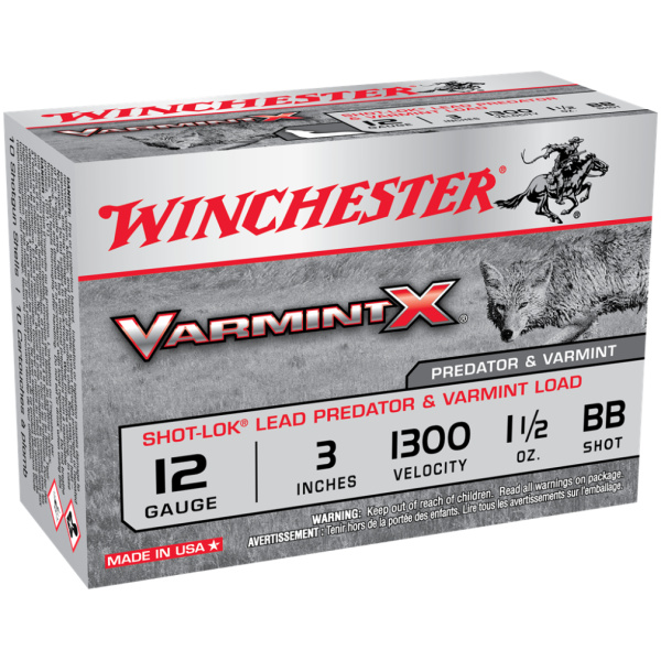 Winchester Varmint X Shot-Lok Shotshells 12 ga 3" 1-1/2 oz 1300 fps BB 10/ct