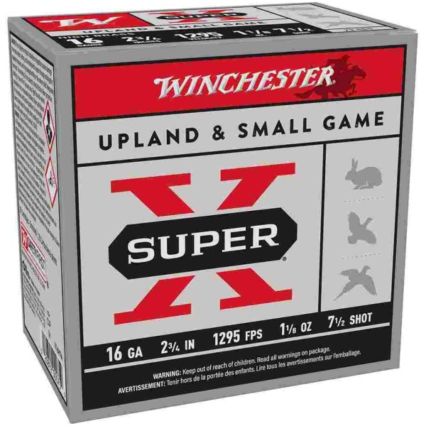 Winchester Super-X High-Brass Shotshells 16 ga 2-3/4" 1-1/8 oz 1295 fps #7.5 25/ct