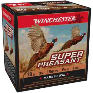 Winchester Super-X Super Pheasant Shotshells 20 ga 3" 1-1/4 oz 1250 fps #6 25/ct