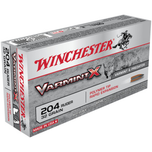 Winchester Varmint X Rifle Ammunition .204 Ruger 32 gr. PT 4000 fps 20/ct