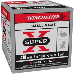 Winchester Super-X High-Brass Shotshells .410 ga 3" 3-3/4 oz 1100 fps #6 25/ct