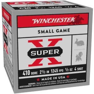 Winchester Super-X High-Brass Shotshells .410 ga 2-1/2" 1/2 oz 1245 fps #4 25/ct