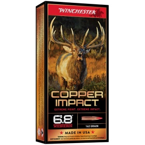 Winchester Copper Impact Rifle Ammunition 6.8 Western 162 gr. BT 2875 fps 20/ct