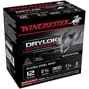 Winchester Super-X Drylok Super Steel Shotshells 12 ga 2-3/4" 1-1/4 oz 1300 fps #2 25/ct