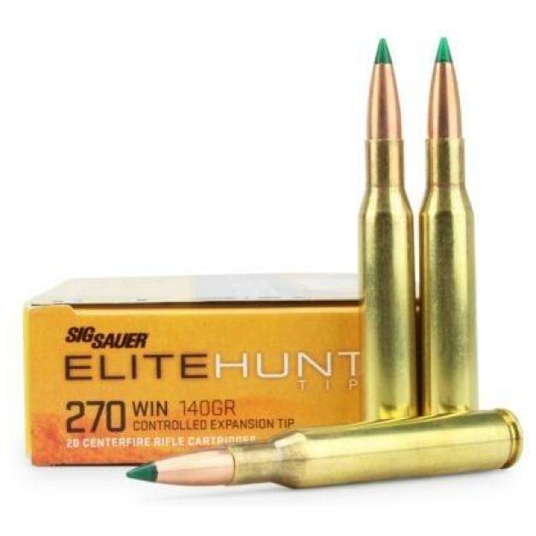 Sig Sauer Elite Tipped Hunting Rifle Ammunition .270 Win 140gr PT  2950 fps 20/ct