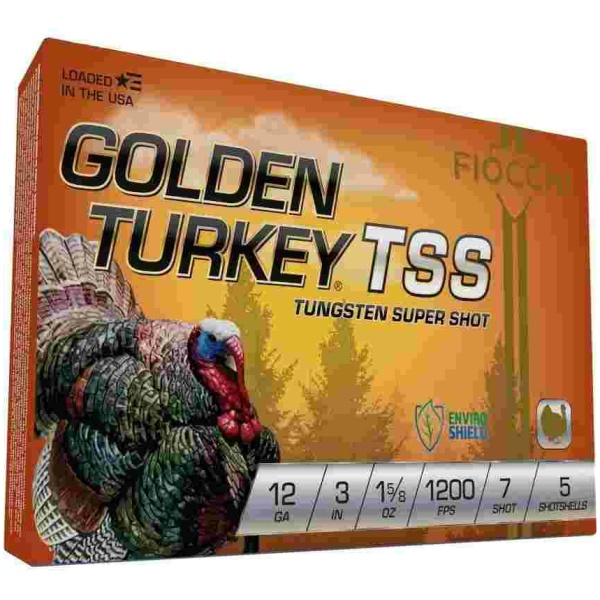 Fiocchi Golden Turkey Tungsten TSS Shotshells 12ga 3" 1-5/8oz 1200 fps #7 5/ct