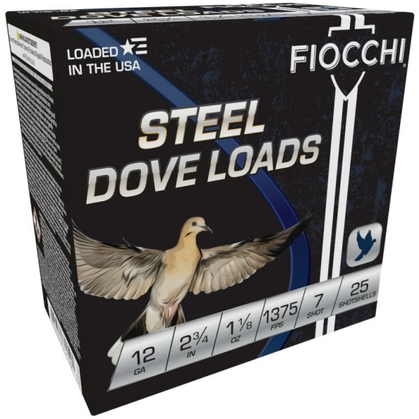 Fiocchi Steel Target Shotshells 12ga 2-3/4" 1-1/8oz 1375fps #7 25/ct
