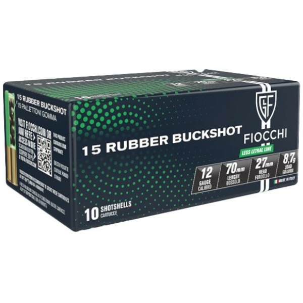 Fiocchi Defense Dynamics Rubber Buck Shotshells 12ga 2-3/4" 15plt 790 fps Rubber 10/ct