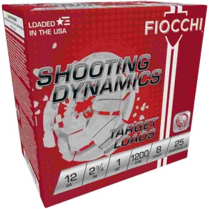 Fiocchi Exacta Heavy Shooting Dynamics Shotshells 12 ga 2-3/4 in 1oz 1200 fps #8 25/ct