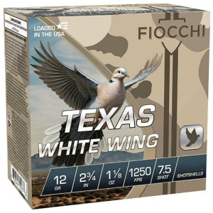 Fiocchi Texas White Wing Shotshells 12ga 2-3/8" 1-1/8oz 1250 fps  #7.5 100/ct