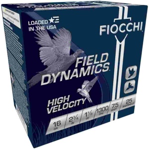 Fiocchi High Velocity Shotshells 16ga 2-3/4" 1-1/8oz #7.5 Hi Velocity 25/ct