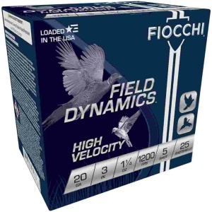 Fiocchi Field Dynamics Shotshells 20 ga 3" 1-1/4oz 1200fps #5 25/ct