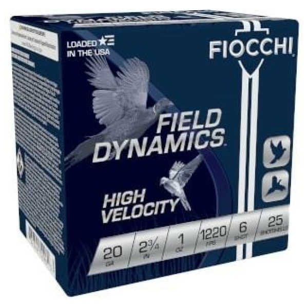 Fiocchi High-Velocity Hunting Load 20 ga 2 3/4" 2 3/4 dr 1 oz #6 1220 fps 25/ct