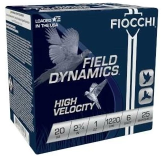 Fiocchi High-Velocity Hunting Load 20 ga 2 3/4" 2 3/4 dr 1 oz #6 1220 fps 25/ct