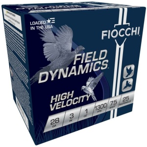 Fiocchi High Velocity Shotshells 28 ga 3" 1 oz 1300 fps #7.5 25/ct
