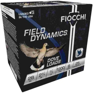 Fiocchi Lead Dove & Quail Shotshells 28ga 2-3/4 in 3/4 oz #8 1200 fps 25/ct