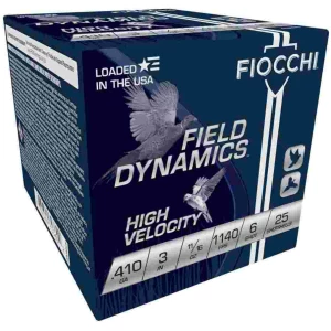 Fiocchi High-Velocity Hunting Load .410 ga 3" MAX 11/16 oz #6 1140 fps 25/rd