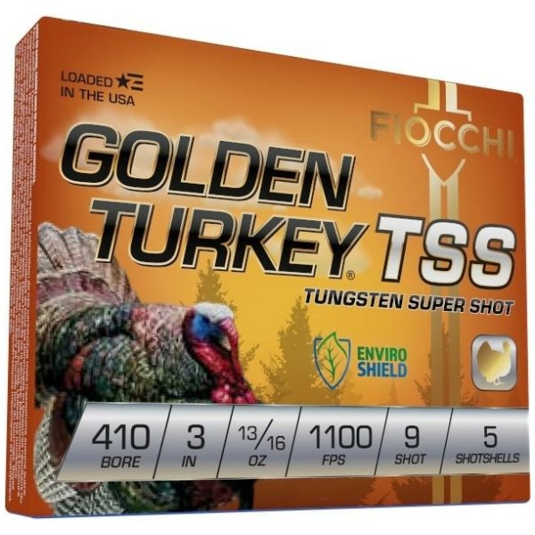 Fiocchi Golden Turkey Tungsten TSS Shotshells 410 ga 3" 13/16oz 1100 fps #9 5/ct