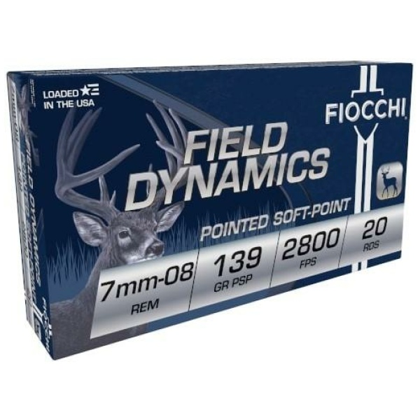 Fiocchi Field Dynamics Rifle Ammunition 7mm-08 Rem 139 gr PSP 2800 fps 20/ct