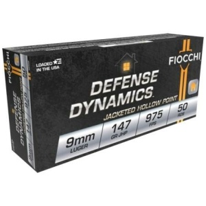 Fiocchi Pistol Shooting Dynamics Handgun Ammunition 9mm Luger 147 gr JHP 975 fps 50/ct