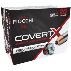 Fiocchi CovertX Handgun Ammunition 9mm Luger 124gr JHP 1115 fps 20/ct