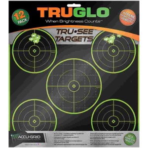 TRUGLO TRU-SEE Self Adhesive Targets - 5 Bullseye 12x12 Green 12 Pack