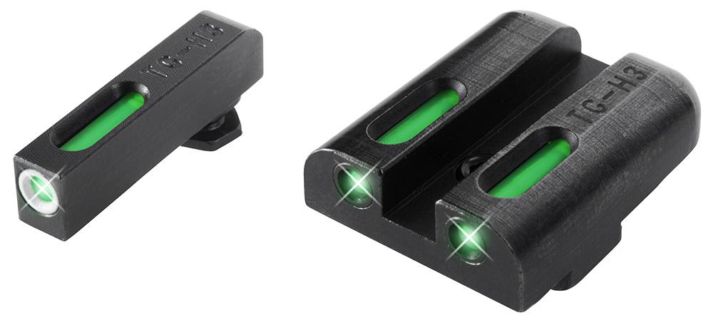 Truglo TFX Tritium/Fiber-Optic Day/Night Sights Fits GLOCK 17 / 17L 19 22 23 24 26 27 33 34 35 38 AND 39 - White Outline Front/Rear Green