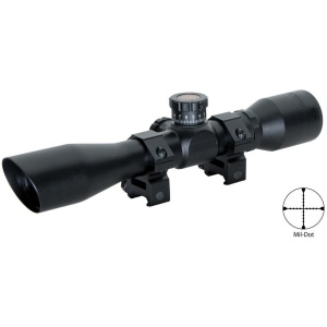 Truglo Tru-Brite Extreme Compact Tactical Rifle Scope with Rings - 4x32mm Mil-Dot  4" Matte