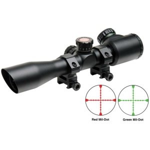Truglo Tru-Brite Extreme Tactical Compact Rifle Scope with Rings - 4x32mm Dual Color Illum. Mil-Dot  4" Matte