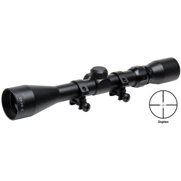 Truglo Trushot Rifle Scope w/Weaver Style Rings - 3-9x40mm  11.52-37.7' 3.15-3.94" Matte