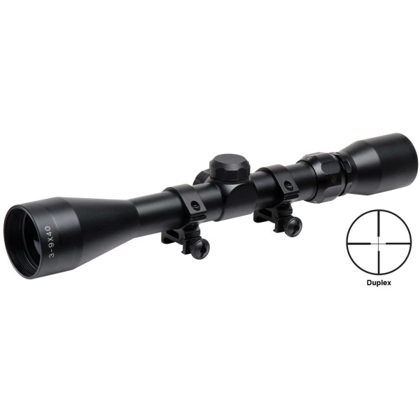 Truglo Trushot Rifle Scope w/Weaver Style Rings - 3-9x40mm  11.52-37.7' 3.15-3.94" Matte