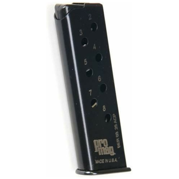 ProMag Beretta 950 BS Magazine .25 ACP Blued Steel 8/rd