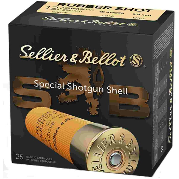 Sellier & Bellot Shotgun Ammunition 12 ga 2 5/8"  15 plts Rubber  - 25/box