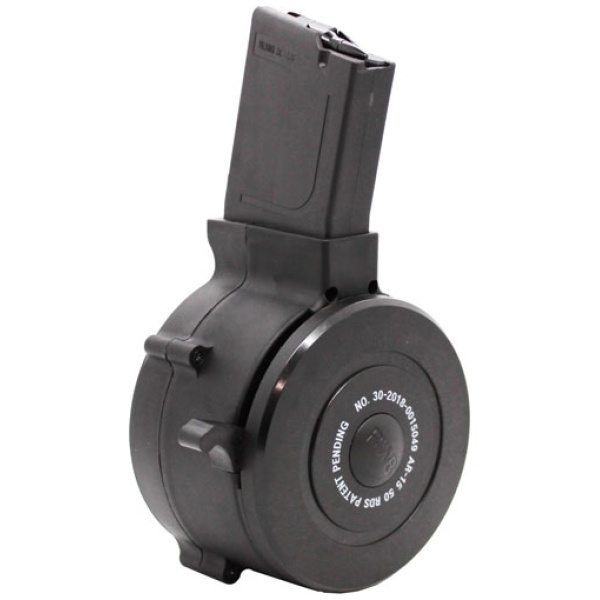 IVER JOHNSON MAGAZINE AR15 - 223 50RD DRUM BLACK POLYMER