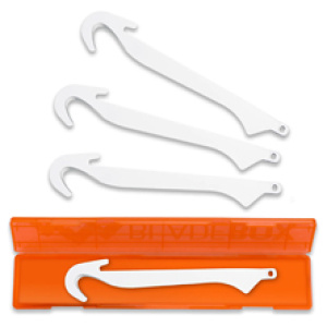 White tire levers with orange case.