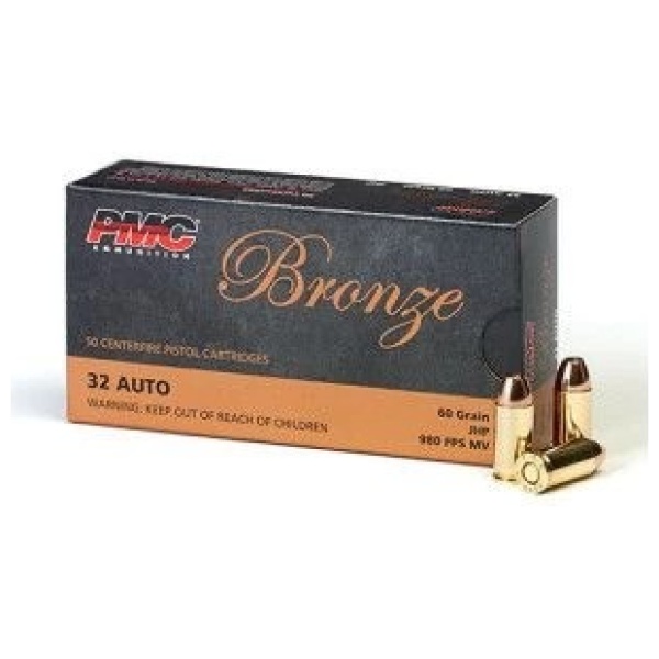PMC Bronze .32 ACP Handgun Ammo - 60 Grain | JHP | 50rd Box