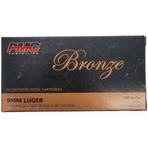 PMC Bronze 9mm Luger Handgun Ammo - 147 Grain | FMJ | 50rd Box