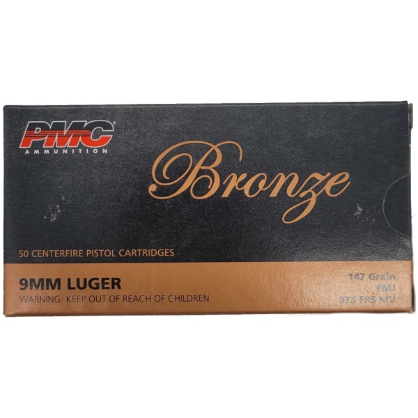 PMC Bronze 9mm Luger Handgun Ammo - 147 Grain | FMJ | 50rd Box
