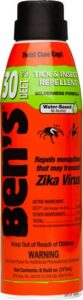 Ben's insect repellent can, 30% DEET, Zika protection