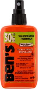 Ben's tick repellent with DEET, water-based, 3.4 oz.