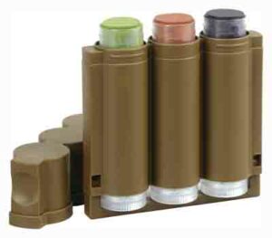 Three-color military camo face paint sticks