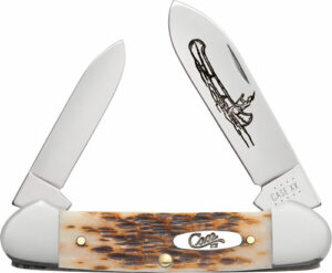 CASE KNIVES AMBER BONE PEACH - SEED JIG CANOE