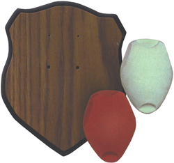 Wooden plaque with two colorful vase shapes