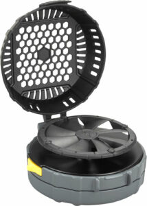 Open portable charcoal grill with vented lid