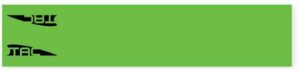 Green rectangle with black stylized text