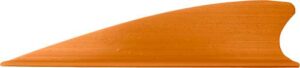 Orange surfboard fin on white background