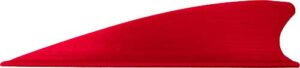 Red surfboard fin on white background.
