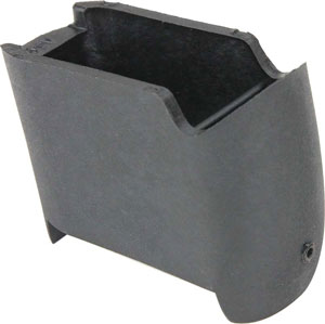 Black plastic automotive part on white background