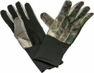 Camouflage hunting gloves with mesh detailing