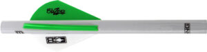 Archery arrow with green and white vanes